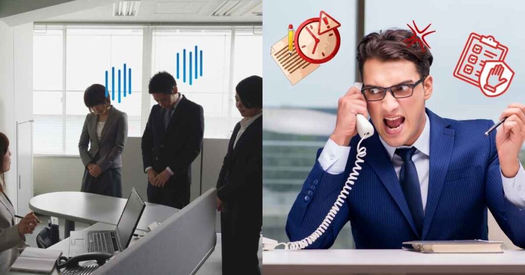 怒る客と反省