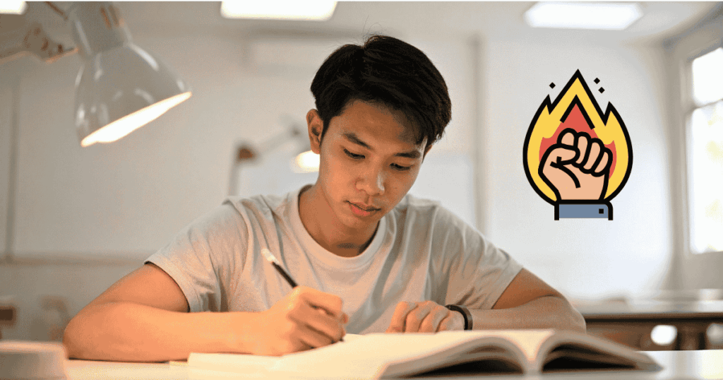 勉強する男性